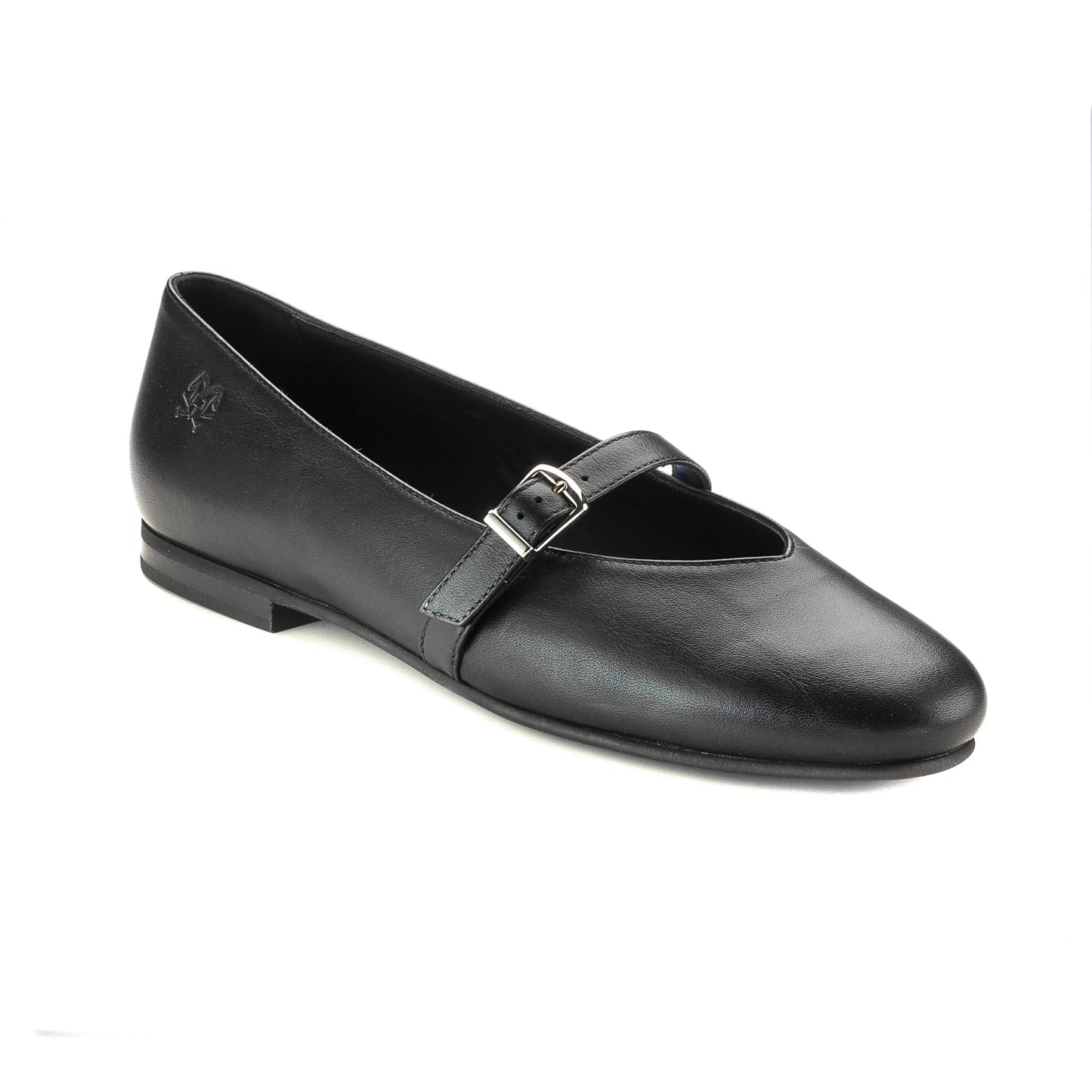 1598 - Black Leather Teens Dressy Strap Shoe