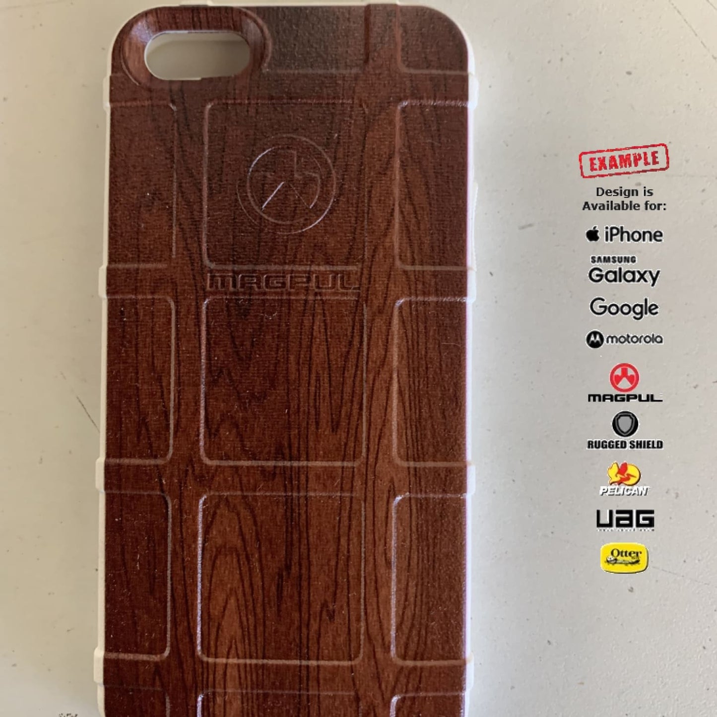 CLEARANCE - Magpul Industries Custom UV-Laser Printed Apple iPhone 5 iPhone 5S Only WOODGRAIN ON WHITE EGO121