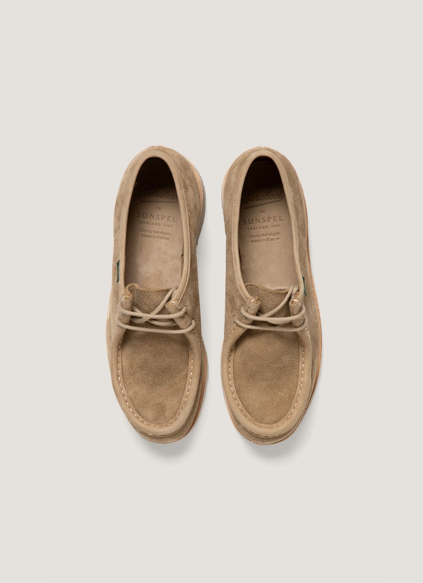 Paraboot X Sunspel Suede Michael Shoe In Dark Sand Mftw9473 Brey