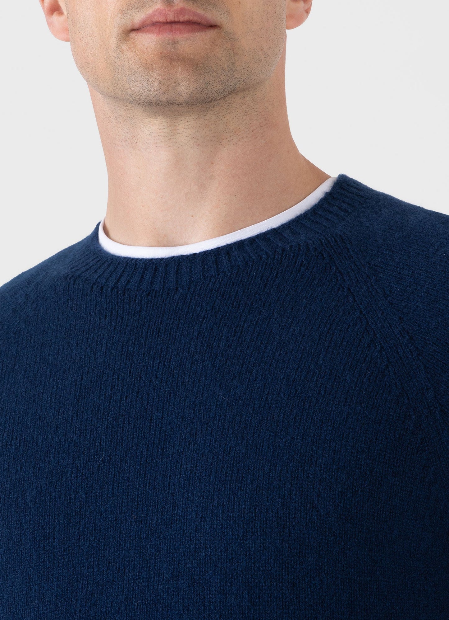 Mens Lambswool Crew Neck Jumper In Naval Blue Mjum8066 Buvm