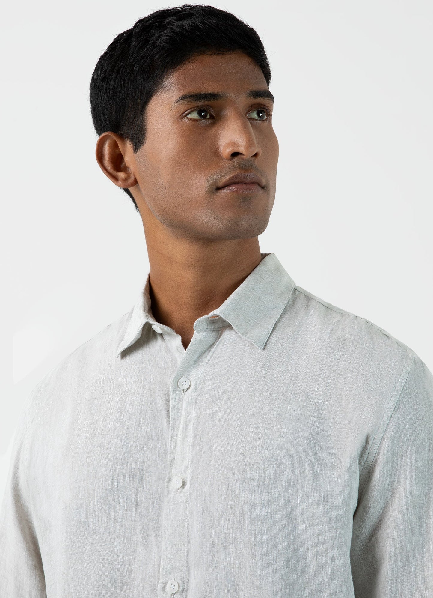 Mens Linen Long Sleeve Shirt In Oatmeal Melange Msht2061 Whee