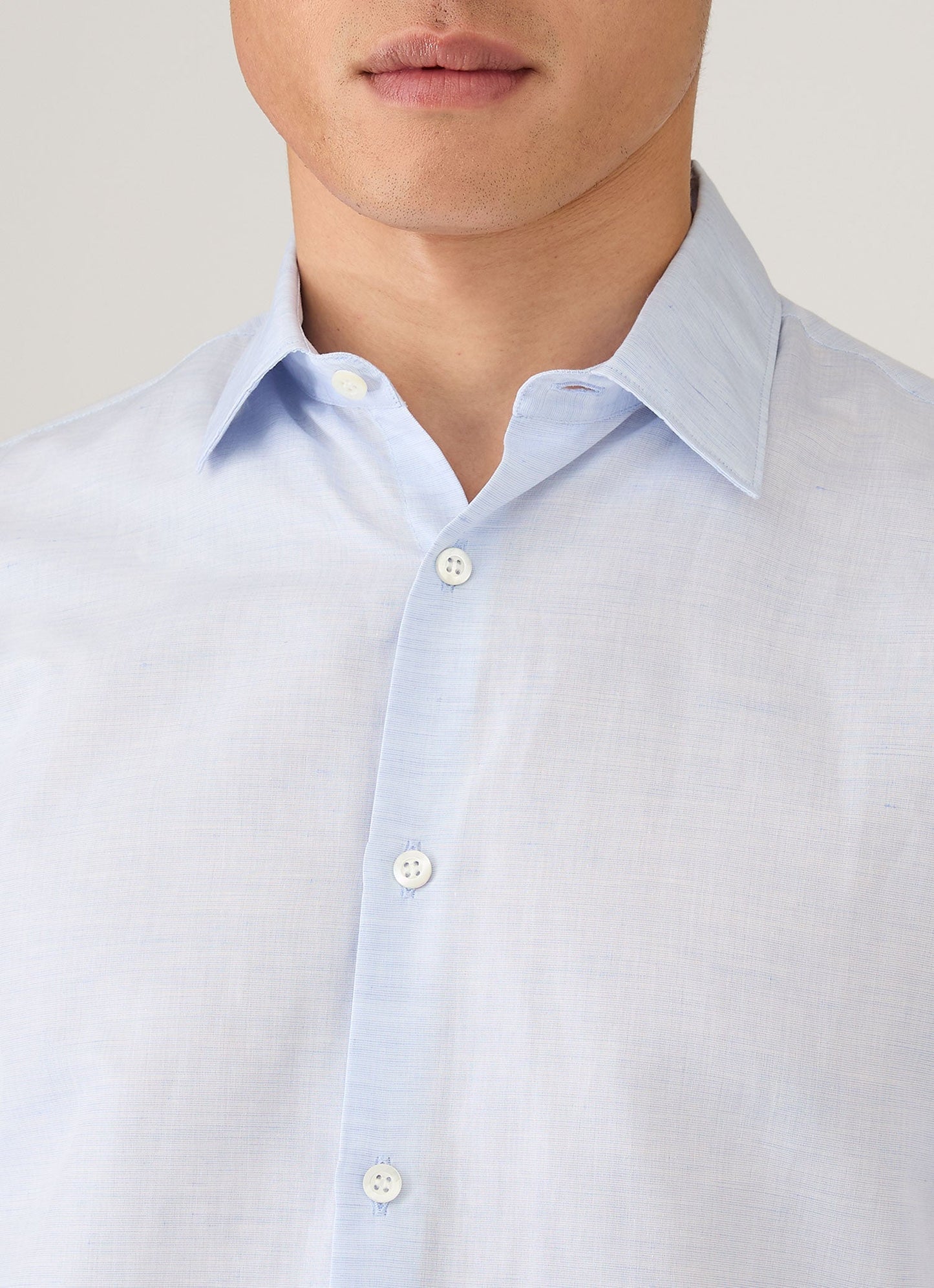 Mens Sea Island Cotton Linen Shirt In Light Blue Msht2125 Buud