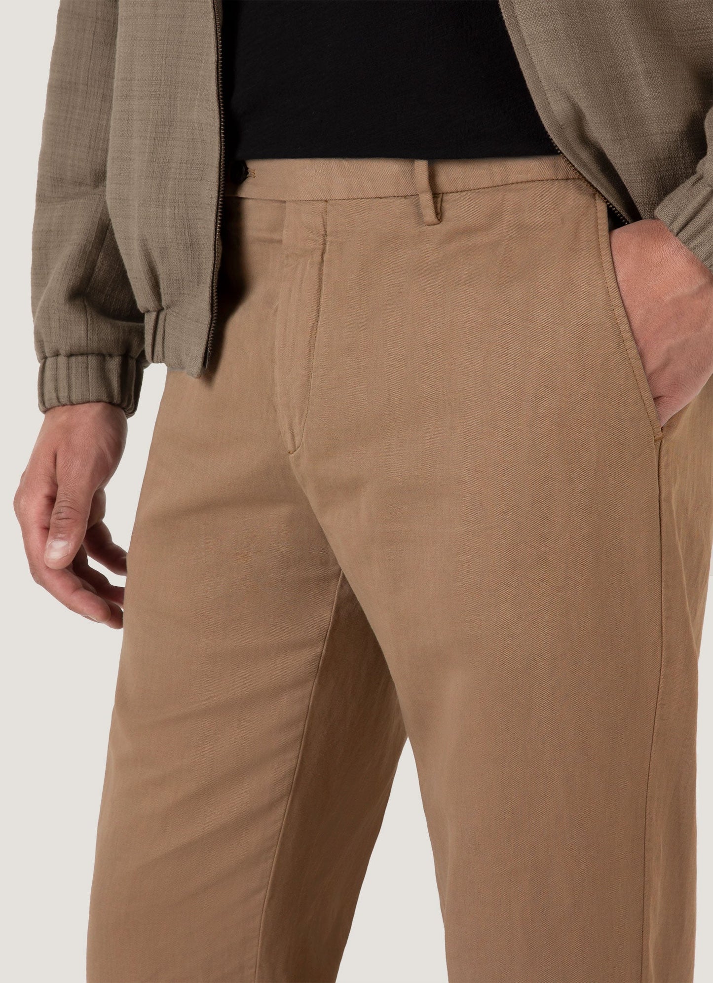 Mens Cotton Linen Trouser In Dark Tan Mtrs3103 Brdh