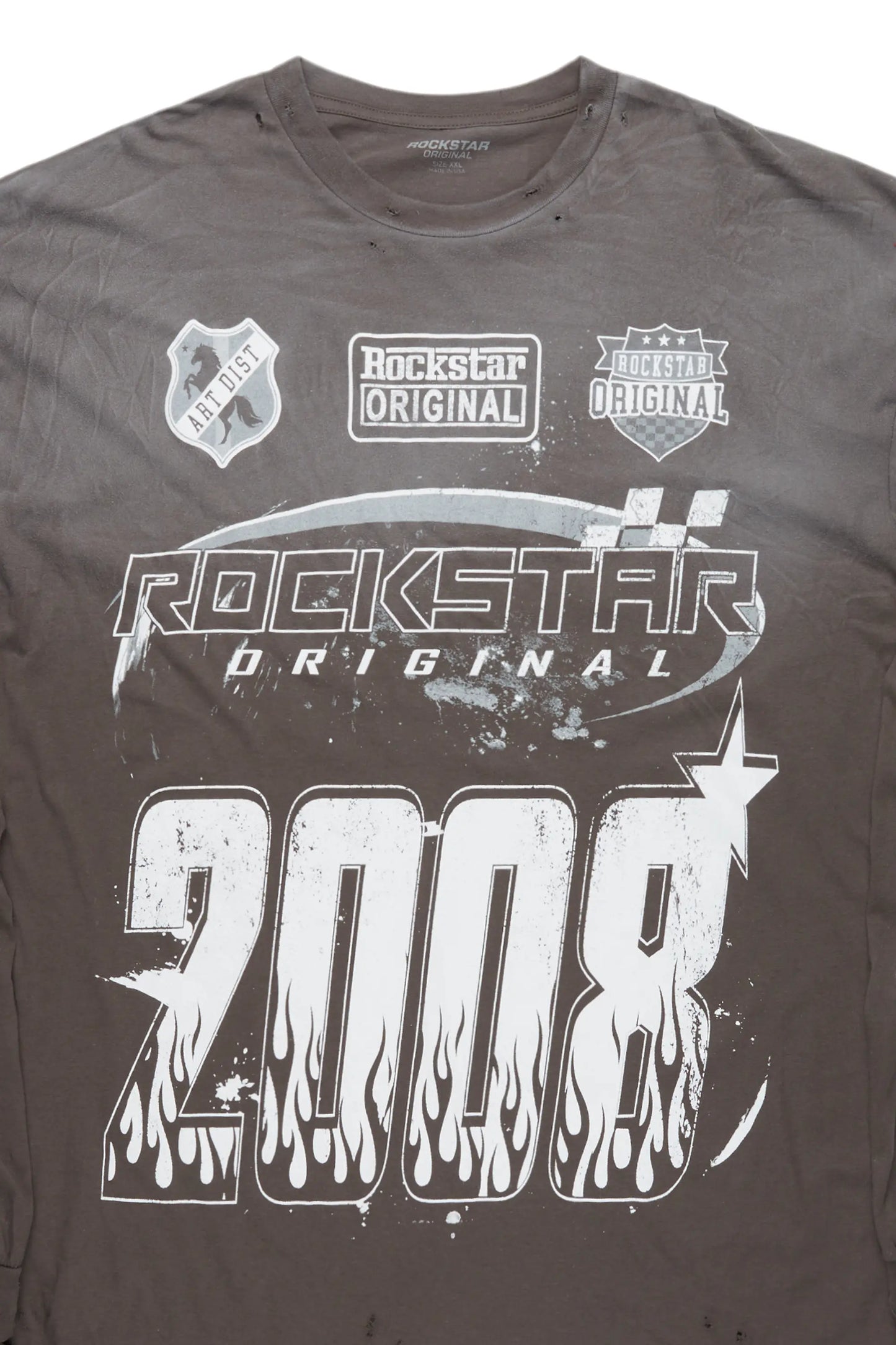 Amos Charcoal Long Sleeve Graphic T-Shirt