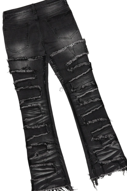 Boys All Eyes Black Hoodie/Stacked Flare Jean Set