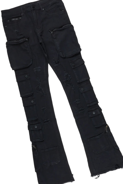 Anneso Black Hoodie/Stacked Cargo Jean Bundle