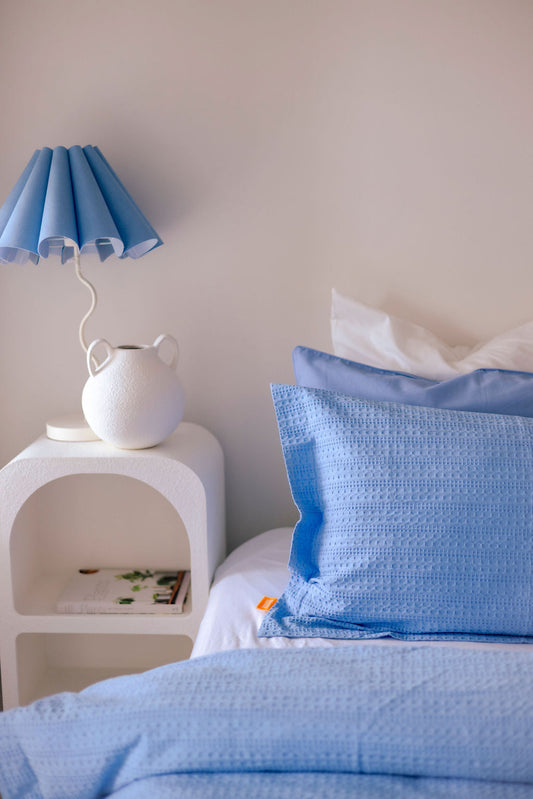 Jacquard Waffle Duvet Cover Blue Bell