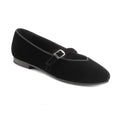 1598 - Black Velvet Teens Dressy Strap Shoe