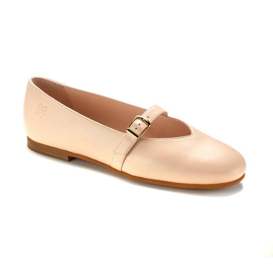 1598 - Soft Pink Leather Dressy Strap Shoe for Teens