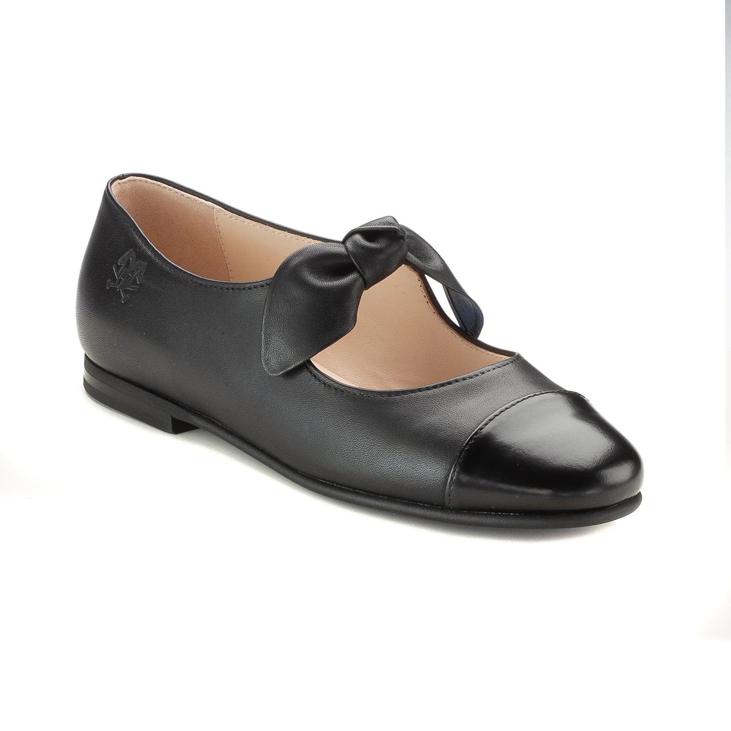 1599 - Black Leather Girls Mary Jane Strap