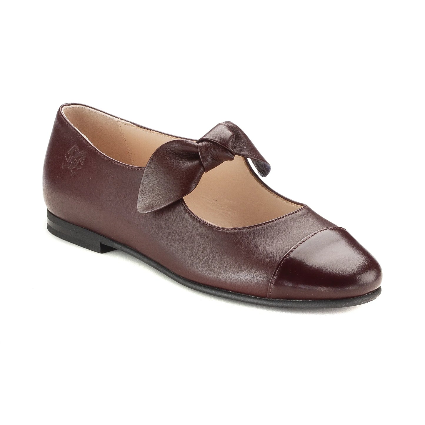 1599 - Bordo Leather Girls Mary Jane Strap