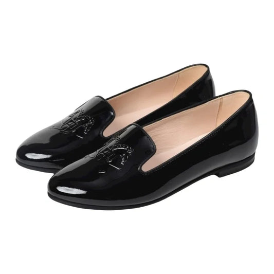 1600 - Black Patent Leather Smoking Loafer for Girl by London Kids