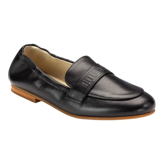 1616 - Black Soft Leather Flat Loafer for Girl/Teen/Women by London Kids
