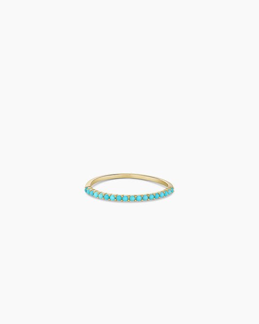14K Gold Turquoise Row Ring