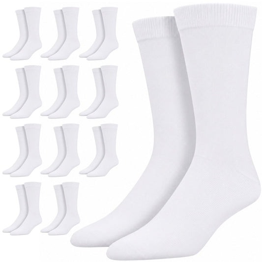 12 Pairs Bamboo Derived Loose Top Socks Diabetic Comfort Circulation White