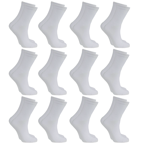 12x Pairs White SCHOOL SOCKS Bulk Pack - Plain Cotton for Girls/Boys School Uniform