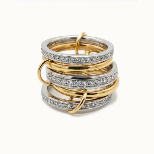 Janelle Two Tone Stacked Diamond Ring