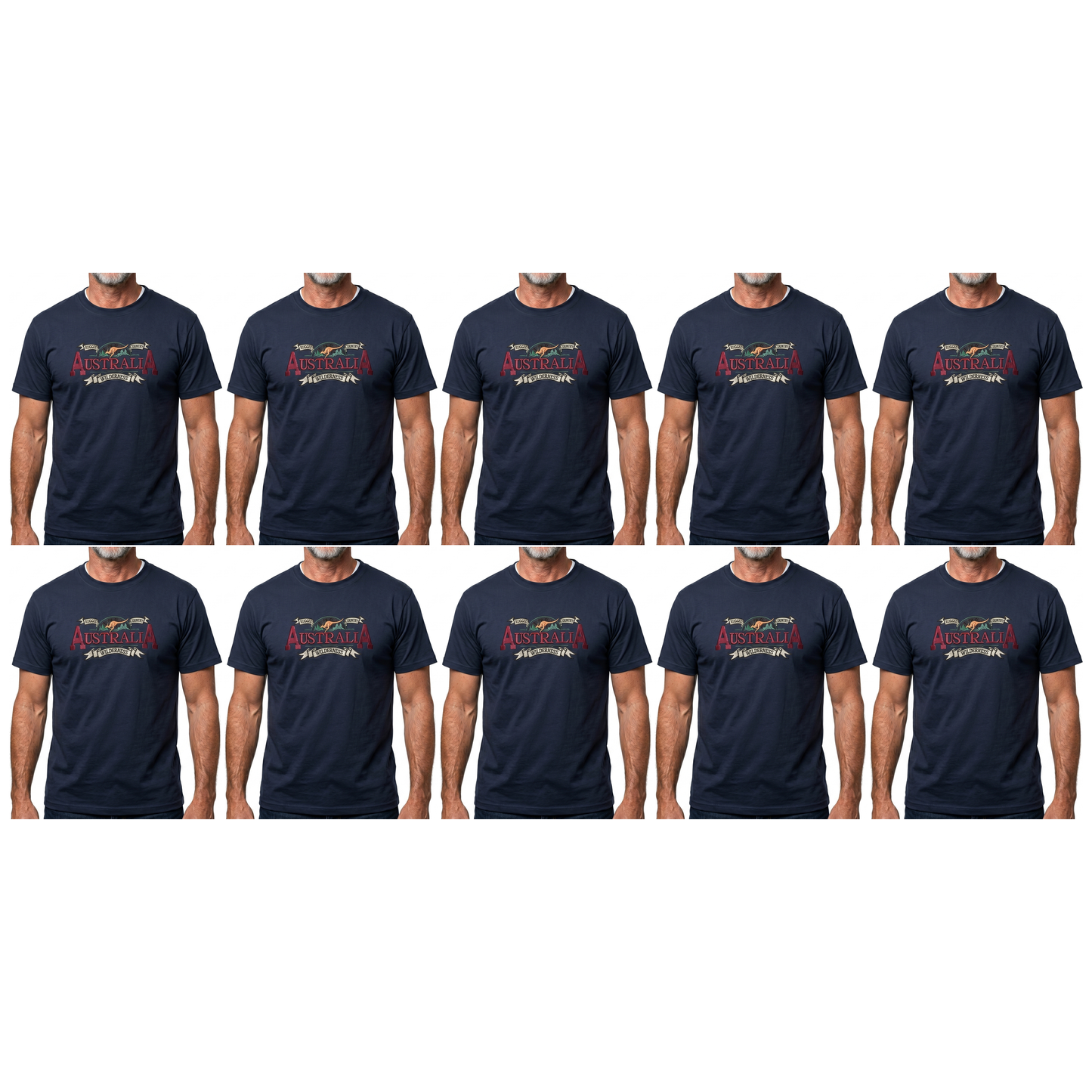 10X Adult Australian Wilderness Souvenir T Shirt Bulk Pack Navy Blue 100 Cotton Tee Top