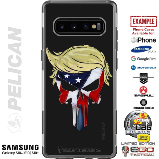 Trump Hair US American Flag Punisher Design Custom Printed Case Design for Apple, Samsung, Google & Motorola Phone Models
