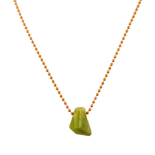 Peridot with Copper Ball Chain Necklace