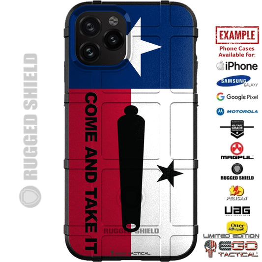 Texas State Flag, Come and Take It Battle of Gonzales Custom Printed Case Design for Apple, Samsung, Google & Motorola Phone Models