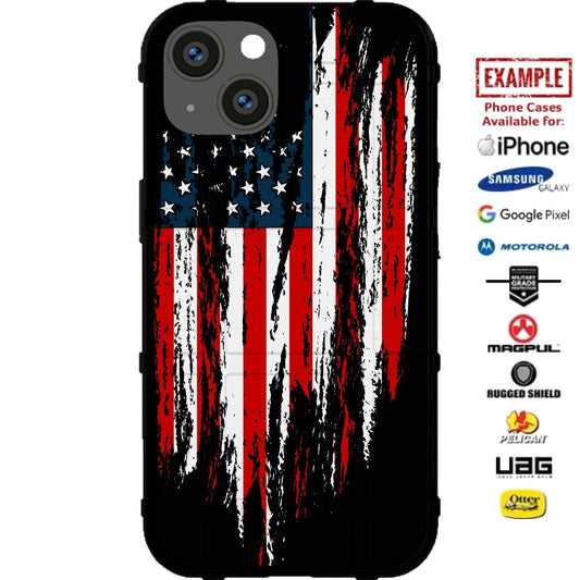 Tattered & Torn Reversed US Flag Custom Printed Case Design for Apple, Samsung, Google & Motorola Phone Models
