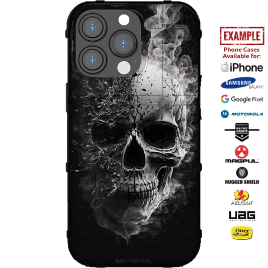 Smoking Tree Bush Skull Custom Printed Case Design for Apple, Samsung, Google & Motorola Phone Models