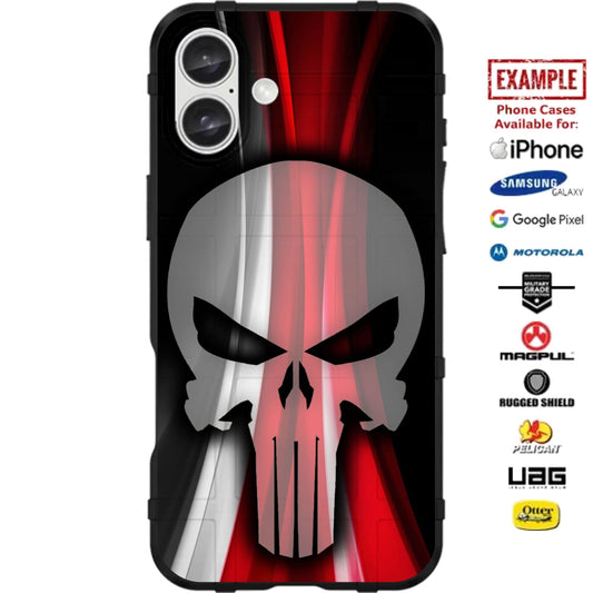 Thin Red Line Fireman Ghost Punisher Custom Printed Case Design for Apple, Samsung, Google & Motorola Phone Models