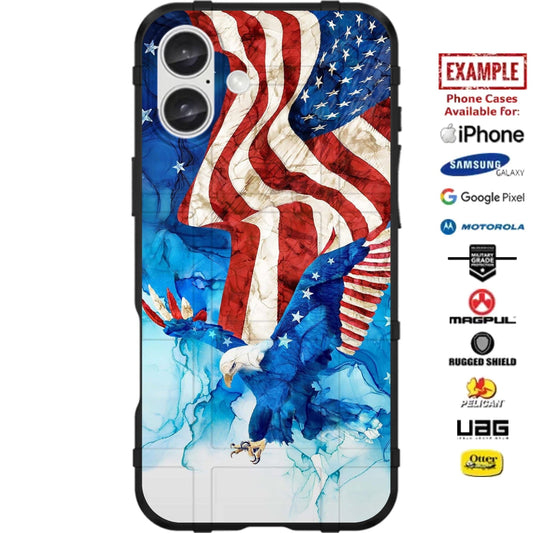 US Eagle Flag Watercolors Design Custom Printed Case Design for Apple, Samsung, Google & Motorola Phone Models