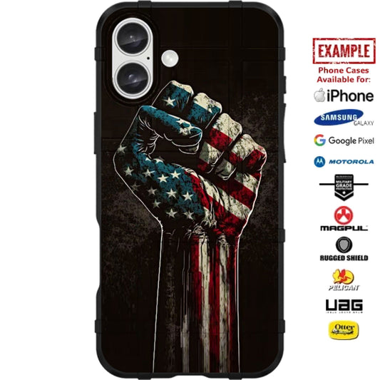 USA Fight Fist Custom Printed Case Design for Apple, Samsung, Google & Motorola Phone Models