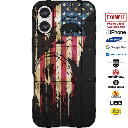 US Flag Spartan Custom Printed Case Design for Apple, Samsung, Google & Motorola Phone Models