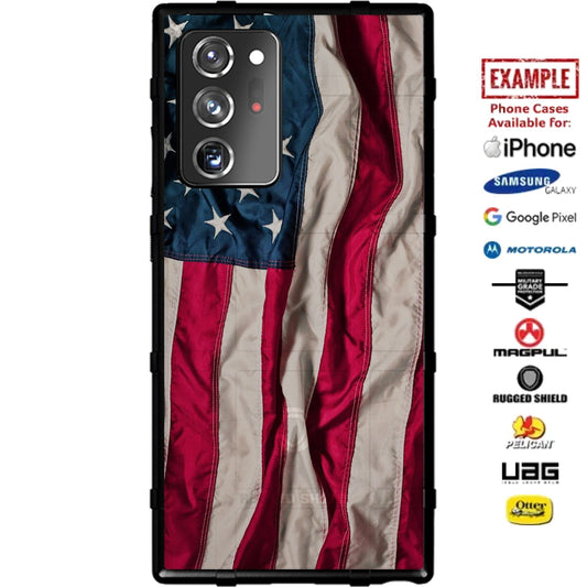 Waving Old Glory, Red White Blue Tattered US American Flag Custom Printed Case Design for Apple, Samsung, Google & Motorola Phone Models