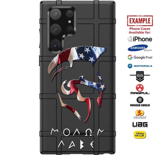 US Flag, Black or White Spartan Molon Labe Custom Printed Case Design for Apple, Samsung, Google & Motorola Phone Models