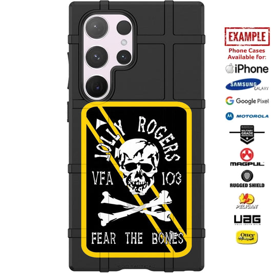 US Navy Fighting 103rd VFA 103 Strike Fighter Squadron Jolly Roger Fear The Bones Custom Printed Case Design for Apple, Samsung, Google & Motorola Phone Models
