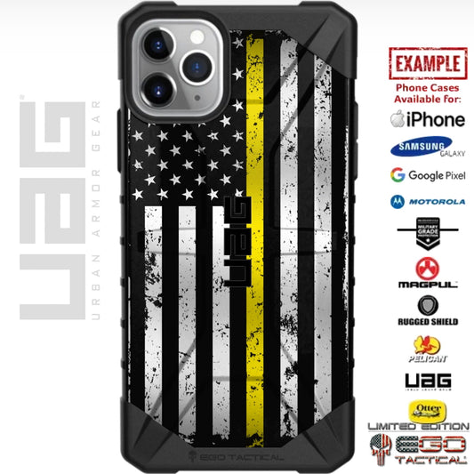 Subdued Reversed US American Flag Thin Yellow Gold Line Custom Printed Case Design for Apple, Samsung, Google & Motorola Phone Models