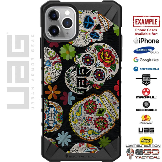 Sugar Skulls Pattern Custom Printed Case Design for Apple, Samsung, Google & Motorola Phone Models