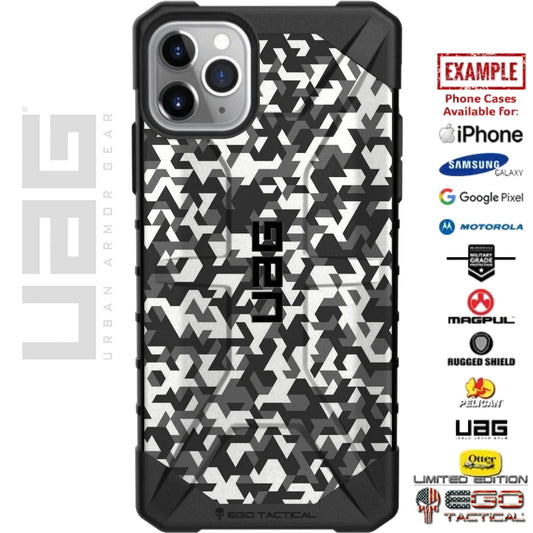 Subdued Black Grey White Triangle Digital Snow Camouflage Custom Printed Case Design for Apple, Samsung, Google & Motorola Phone Models