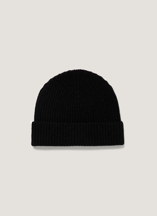 Cashmere Ribbed Hat In Black Ahat9055 Bkaa