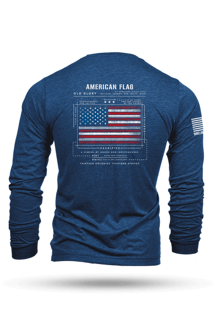 American Flag Schematic - Long Sleeve T-Shirt
