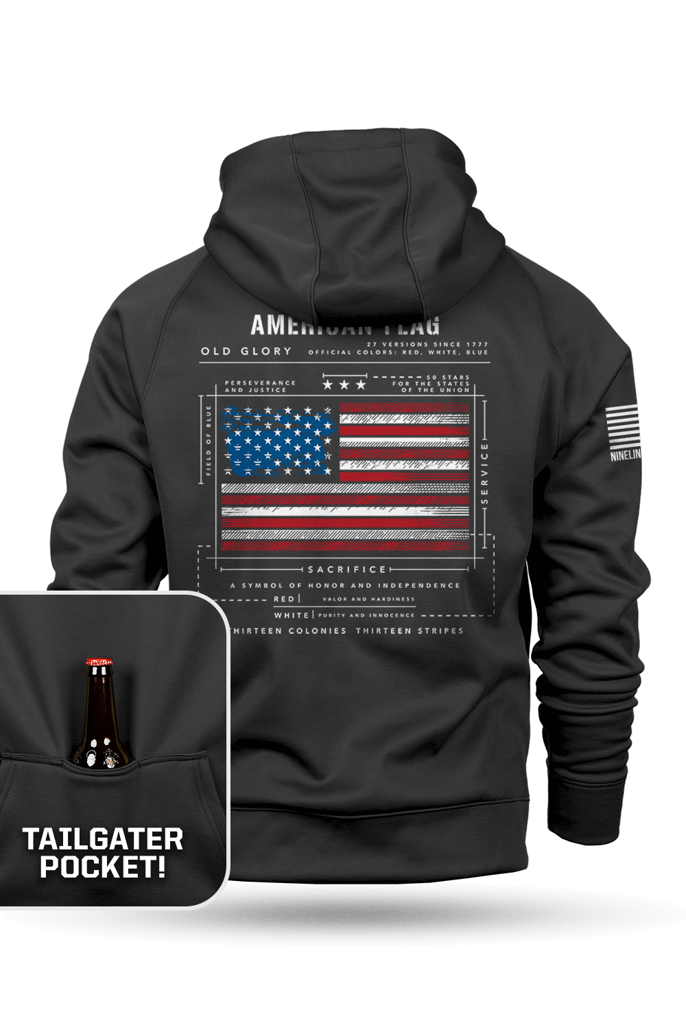 American Flag Schematic - Raglan Tailgater Hoodie