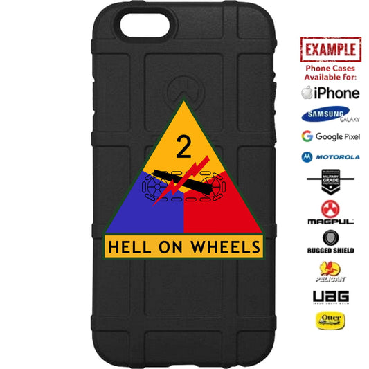 US Army 2nd Armored Division "Hell on Wheels" Custom Printed Case Design for Apple, Samsung, Google & Motorola Phone Models