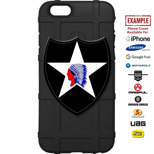 US Army 2nd Infantry Division Patch "Indianhead" Custom Printed Case Design for Apple, Samsung, Google & Motorola Phone Models