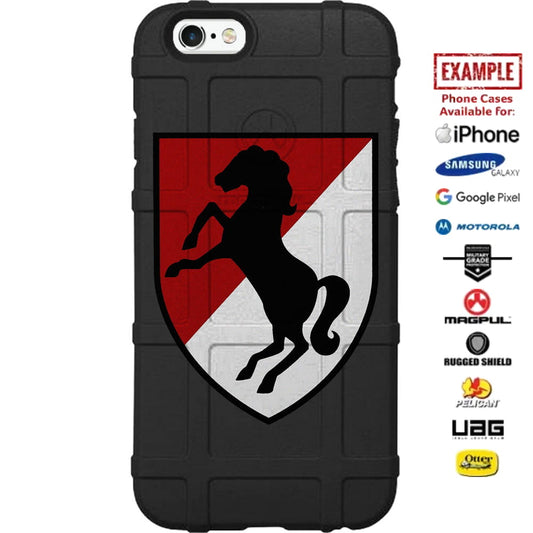 U.S. Army 11th Armored Cavalry Patch Custom Printed Case Design for Apple, Samsung, Google & Motorola Phone Models