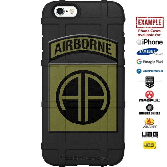 US Army 82nd Airborne Division Patch O.D. Green/Black Custom Printed Case Design for Apple, Samsung, Google & Motorola Phone Models