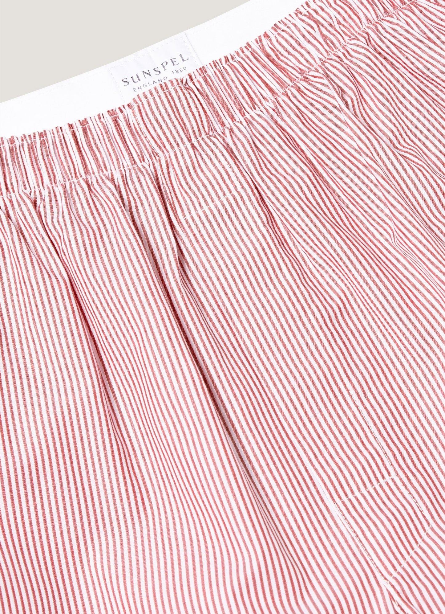 Mens Poplin Cotton Boxer Short In White Red Pinstripe Mbox4700 Staz