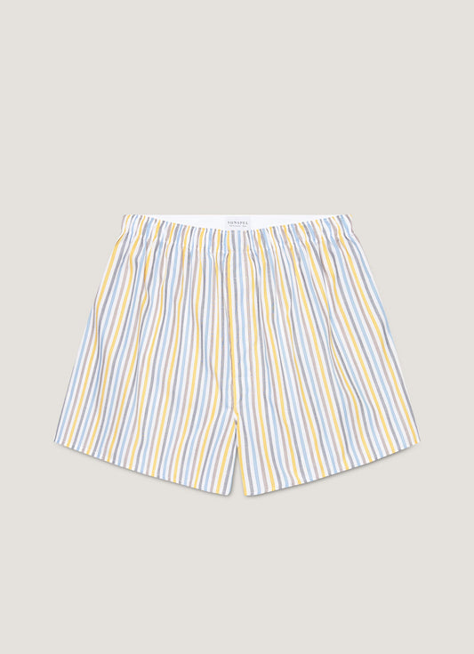 Mens Classic Boxer Shorts In White Blue Brown Yellow Mbox4700 Stny