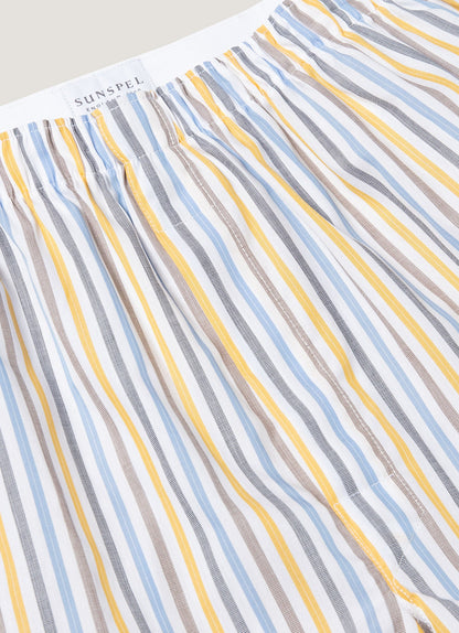 Mens Classic Boxer Shorts In White Blue Brown Yellow Mbox4700 Stny