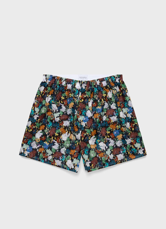 Mens Classic Boxer Shorts In Liberty Fabric In Futuristic Floral Mbox4701L Bkbl