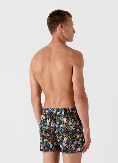 Mens Classic Boxer Shorts In Liberty Fabric In Futuristic Floral Mbox4701L Bkbl