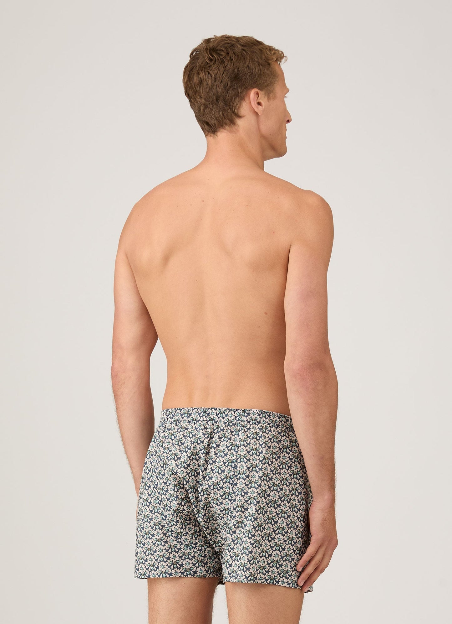 Mens Classic Boxer Shorts In Liberty Fabric In Navy White Macsen Mbox4701L Buwi